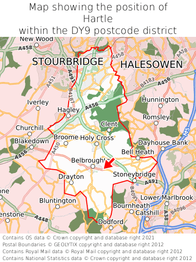 Map showing location of Hartle within DY9