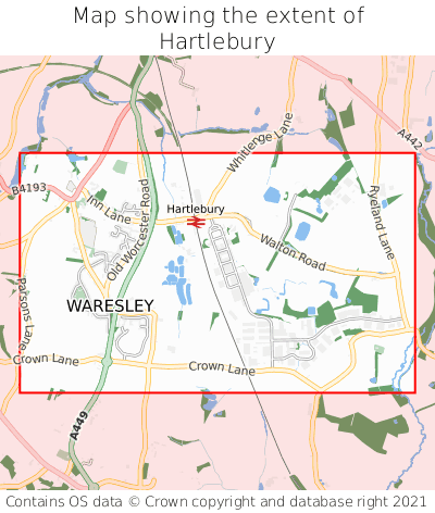 Map showing extent of Hartlebury as bounding box