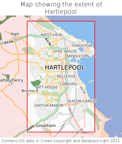 Map showing extent of Hartlepool as bounding box