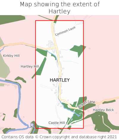 Map showing extent of Hartley as bounding box