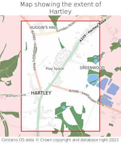 Map showing extent of Hartley as bounding box