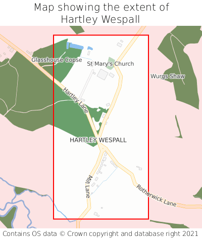 Map showing extent of Hartley Wespall as bounding box