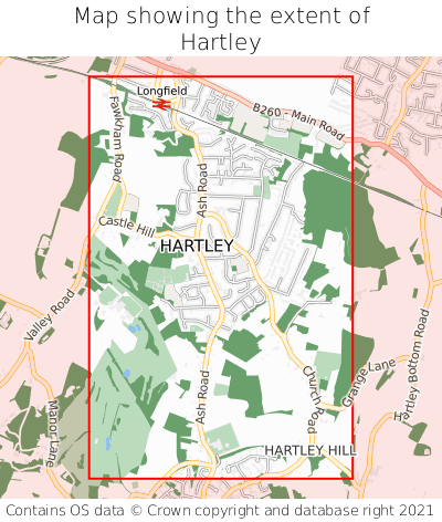 Map showing extent of Hartley as bounding box