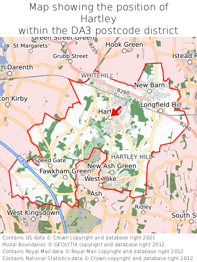 Map showing location of Hartley within DA3