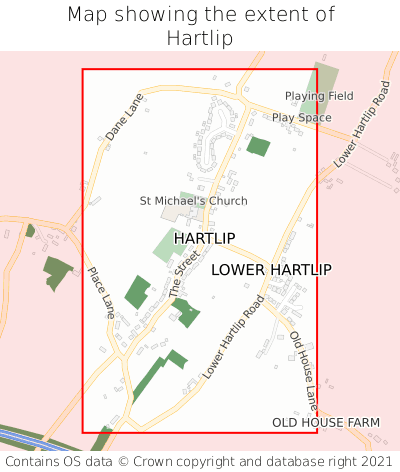 Map showing extent of Hartlip as bounding box