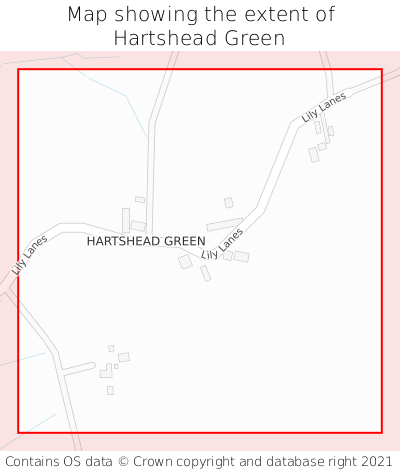 Map showing extent of Hartshead Green as bounding box