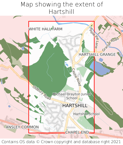 Map showing extent of Hartshill as bounding box