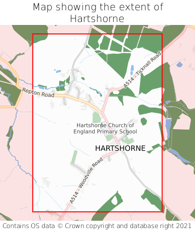 Map showing extent of Hartshorne as bounding box