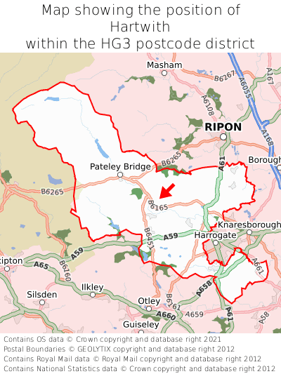 Map showing location of Hartwith within HG3