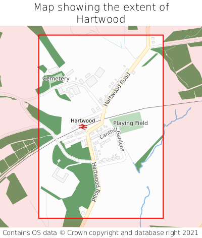 Map showing extent of Hartwood as bounding box