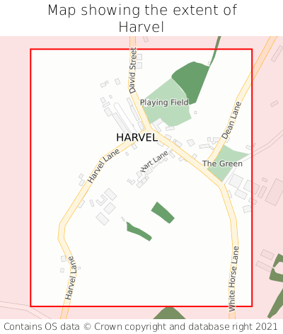 Map showing extent of Harvel as bounding box