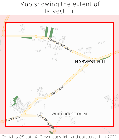 Map showing extent of Harvest Hill as bounding box