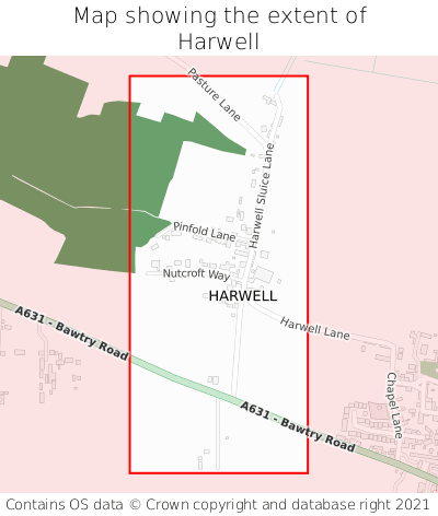 Map showing extent of Harwell as bounding box