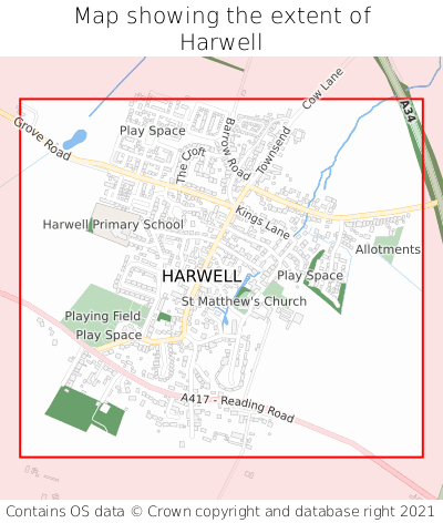 Map showing extent of Harwell as bounding box