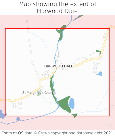 Map showing extent of Harwood Dale as bounding box
