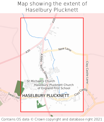 Map showing extent of Haselbury Plucknett as bounding box