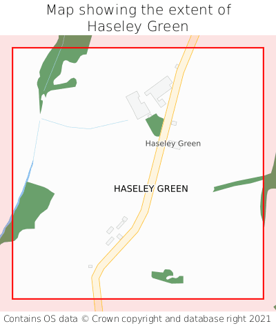 Map showing extent of Haseley Green as bounding box