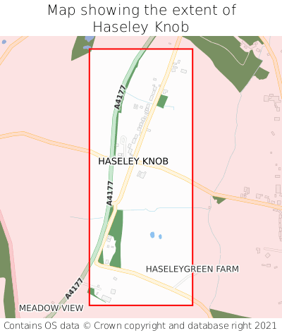 Map showing extent of Haseley Knob as bounding box