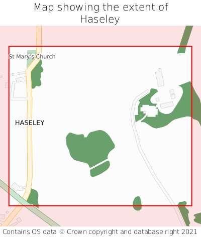 Map showing extent of Haseley as bounding box
