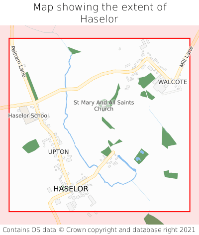 Map showing extent of Haselor as bounding box