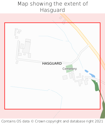 Map showing extent of Hasguard as bounding box