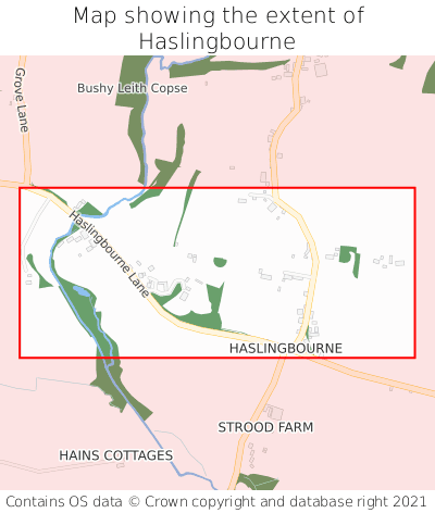 Map showing extent of Haslingbourne as bounding box
