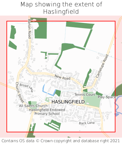 Map showing extent of Haslingfield as bounding box