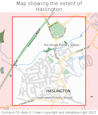 Map showing extent of Haslington as bounding box