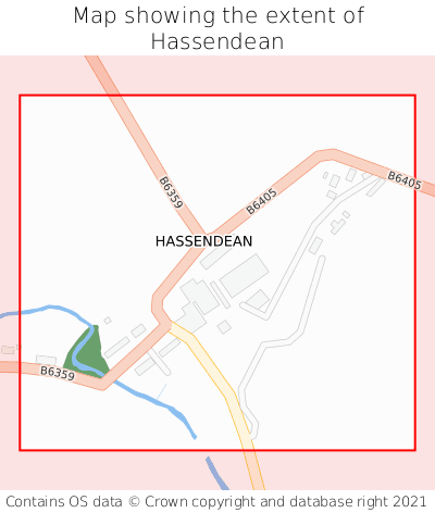 Map showing extent of Hassendean as bounding box