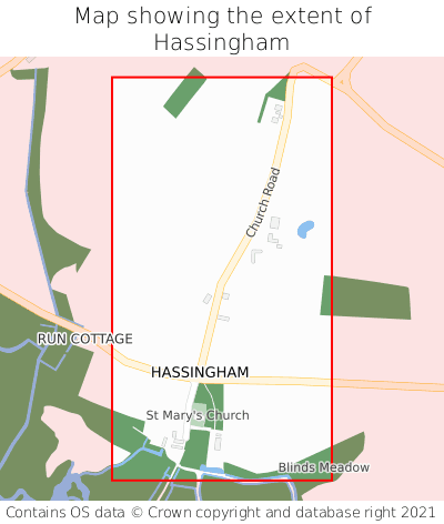 Map showing extent of Hassingham as bounding box