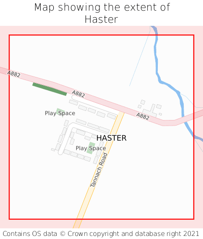 Map showing extent of Haster as bounding box