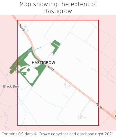 Map showing extent of Hastigrow as bounding box