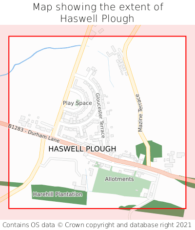 Map showing extent of Haswell Plough as bounding box