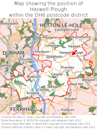 Map showing location of Haswell Plough within DH6