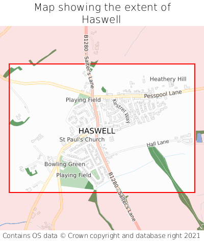 Map showing extent of Haswell as bounding box