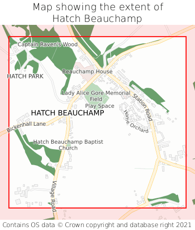 Map showing extent of Hatch Beauchamp as bounding box