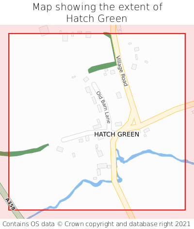 Map showing extent of Hatch Green as bounding box