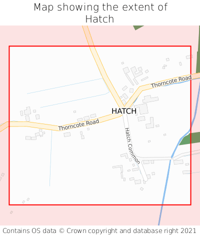 Map showing extent of Hatch as bounding box