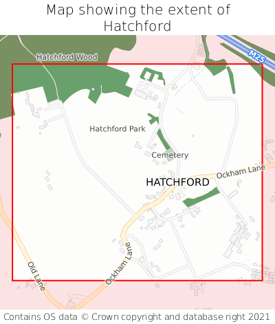 Map showing extent of Hatchford as bounding box