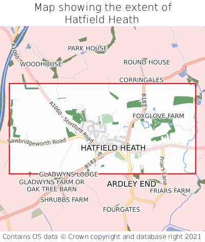Map showing extent of Hatfield Heath as bounding box