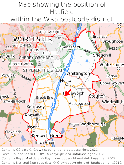 Map showing location of Hatfield within WR5