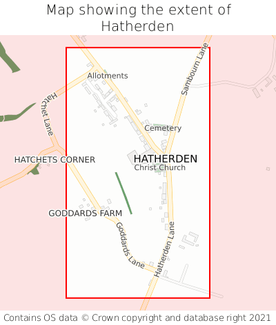 Map showing extent of Hatherden as bounding box