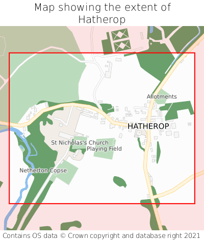 Map showing extent of Hatherop as bounding box
