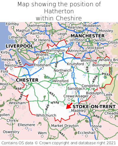 Map showing location of Hatherton within Cheshire