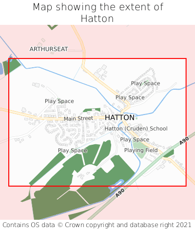 Map showing extent of Hatton as bounding box