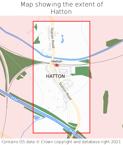 Map showing extent of Hatton as bounding box