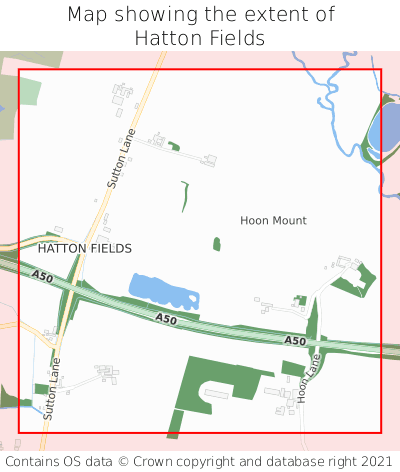 Map showing extent of Hatton Fields as bounding box