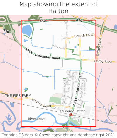 Map showing extent of Hatton as bounding box