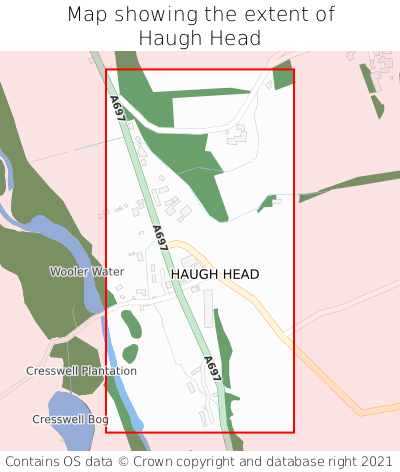 Map showing extent of Haugh Head as bounding box