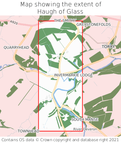 Map showing extent of Haugh of Glass as bounding box